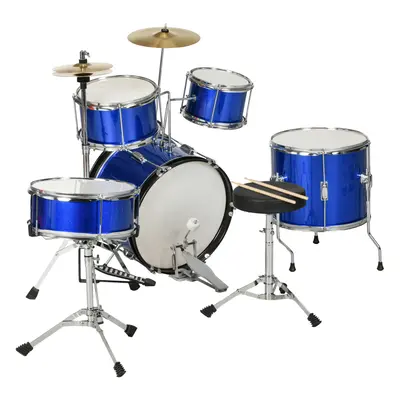 AIYAPLAY 11-Piece Junior Drum Set for Kids with Stool, Drumsticks, Blue