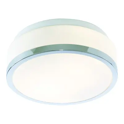 Bathroom Ceiling Light With Opal Glass And Chrome Trim IP44