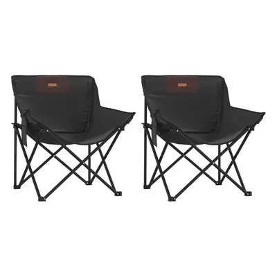 (black) vidaXL Camping Chairs with Pocket Foldable Chair Outdoor Folding Chair pcs