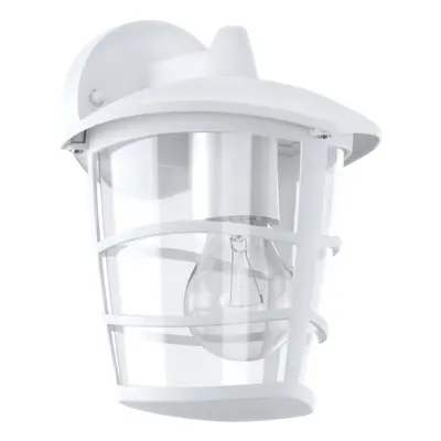 IP44 Outdoor Wall Light White & Glass Lantern x 60W E27 Bulb Porch Lamp Down