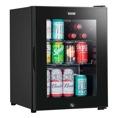 Baridi 40L Drinks Mini Fridge with LED Light, Black and Glass Door - DH98