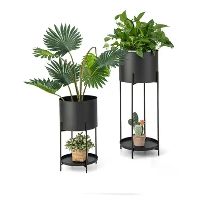 Metal Decorative Planter Pot Stand Set of w/ Stands & Drainage Holes