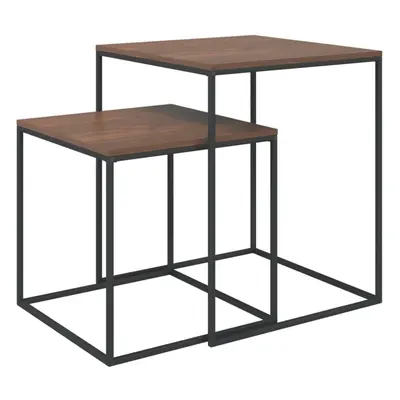 vidaXL 2x Coffee Table Set Engineered Wood and Metal Nightstand Nesting Table