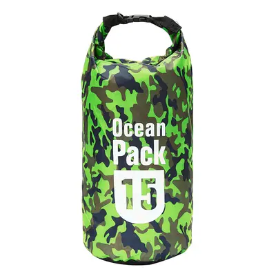 (Green) 15L Waterproof Bag Camping Rafting Storage Dry Bag Swimming Bag Lightweight Diving Float