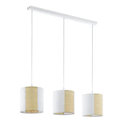 Hanging Ceiling Pendant Light White Seagrass 3x 40W E27 Hallway Feature Lamp