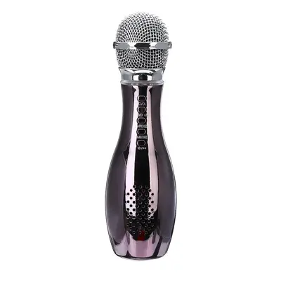 (Silver gray) bluetooth Wireless Condenser Microphone USB Player Speaker for Karaoke