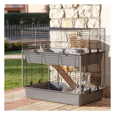 Ferplast Rabbit Cage Grey Run Play Pet Chicken Puppy Cozy Cage Safety Hutch