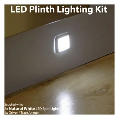 Square LED Plinth Light Kit NATURAL WHITE Spotlights Kitchen Bathroom Panel