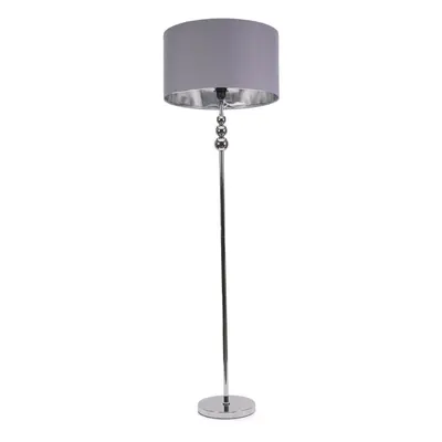 ValueLights Marissa Grey Chrome Shade Brushed Gold Stacked Floor Lamp