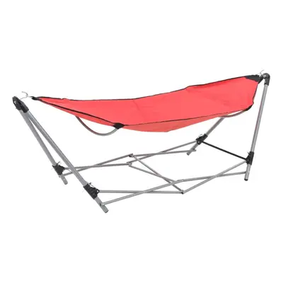 vidaXL Hammock with Foldable Stand Red Outdoor Portable Camping Travel Bed