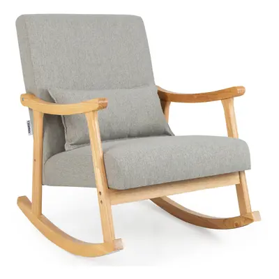 Modern Rocking Chair Upholstered Leisure Armchair w/ Backrest & Pillow