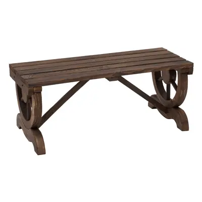 Outsunny Wooden Wheel Bench Rustic Outdoor Patio Garden Seat 2-Person Brown