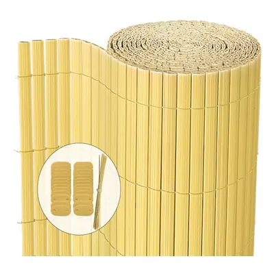 VOUNOT PVC Privacy Screening Fence x cm, Double Reinforced Struts Bamboo