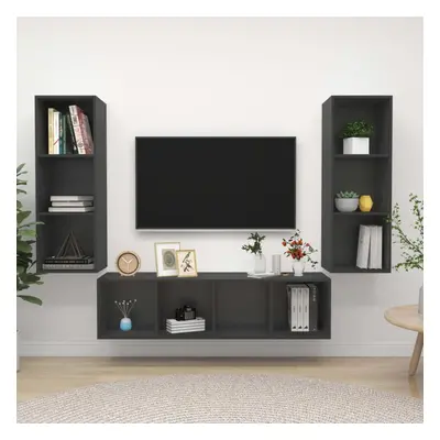 vidaXL TV Cabinet Set Piece Grey Engineered Wood Hanging TV Unit Cabinet