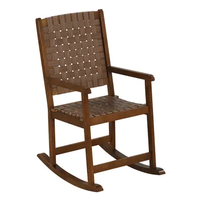 Wood Rocking Chair Indoor & Outdoor Home Patio Ergonomic Rocker w/ Curved Seat