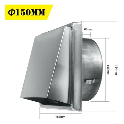 (150mm) 100/125/150mm Stainless Steel Square Wall Air Vent Ducting Grille Cover