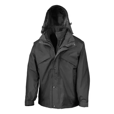 (XS, Black/Black) Result Mens Fleece Lined in Waterproof Jacket