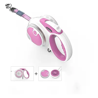 () Reflective Retractable Dog Leash, One Button Brake & Lock Anti-Slip Handle, Strong Nylon Ribb