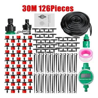 (126pcs One Set) 15/20/25/30m DIY Irrigation System Water Timer Auto Plant Watering Micro Drip G