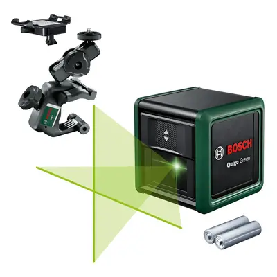 Bosch cross line laser Quigo Green with universal clamp MM (green laser for better visibility, h