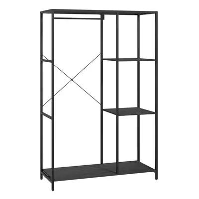 HOMCOM Coat Rack Stand with Hanging Rail and Storage Shelves for Hallway Black