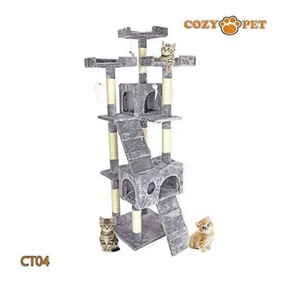 Cat Tree By Cozy Pet Sisal Scratching Post Kitten Cat Trees - CT04-Grey