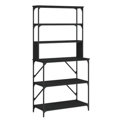 (black) vidaXL Baker's Rack Kitchen Unit Microwave Stand 6-Tier Rack Engineered Wood