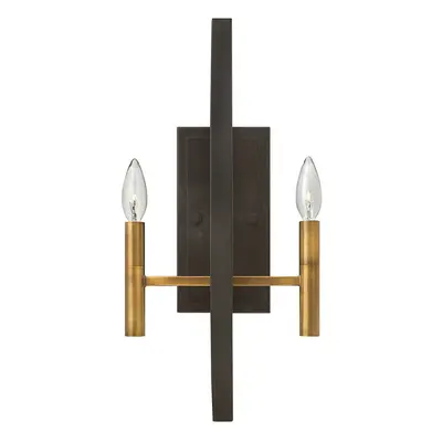 Twin Wall Light Black Face Plate Bronze Candle Holder Spanish Bronze LED E14 60W