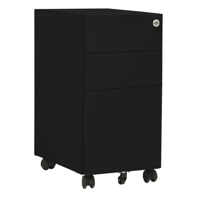 vidaXL Mobile File Cabinet Black Steel Modern Office Storage Filing Cabinet