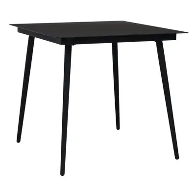 vidaXL Garden Dining Table Black 80cm Steel and Glass Outdoor Dinner Desk