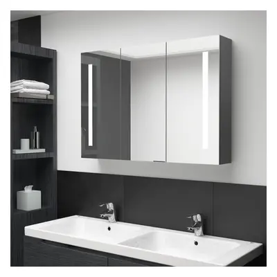 vidaXL LED Bathroom Mirror Cabinet Grey Washroom Furniture Storage Vanity Unit