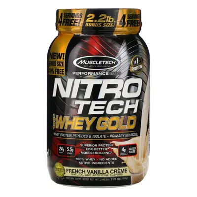 Muscletech, Nitro Tech, 100% Whey Gold, French Vanilla Creme, 2.20 lbs (999 g)