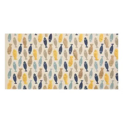 Cotton Kids Rug Fish Print x cm Multicolour IPUH