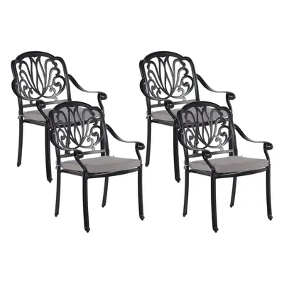 Set of Garden Chairs with Cushions ANCONA Metal Black