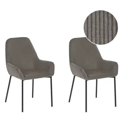 Set of Dining Chairs LOVERNA Corduroy Grey