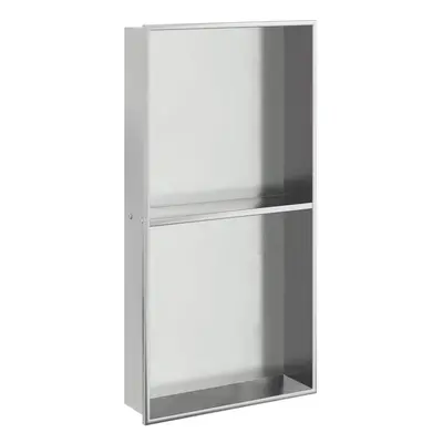 vidaXL Shower Niche Wall Recessed Shower Shelf Brushed Silver Stainless Steel