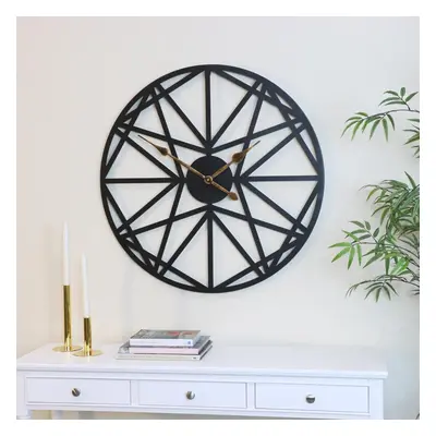 Large Black Geometric wall clock 80cm x 80cm