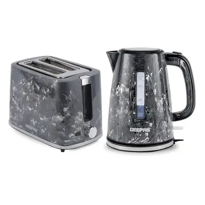 (Black) Geepas 1.7L Kettle and Slice Toaster Set Design