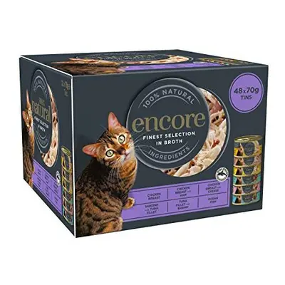 Encore 100% Natural Wet Cat Food, Multipack Chicken and Fish Selection in Broth g Tins (Total of