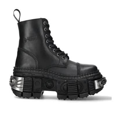 (43) New WALL083C-S4 Unisex Metallic Black Leather Boot