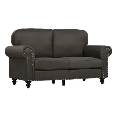 HOMCOM Seater Sofa for Living Room, with Nailhead Trim, Dark Brown