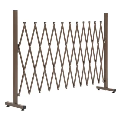 Outsunny Aluminum Alloy Movable Fence Foldable Garden Screen Panel, Dark Brown