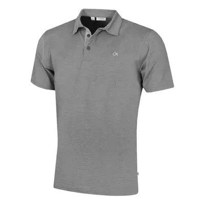 (L, Black) Calvin Klein Mens Prep Campus Oxford Pique Golf Polo Shirt