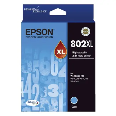 GENUINE Original Epson 802XL Cyan High Capacity Ink Cartridge Toner T356292