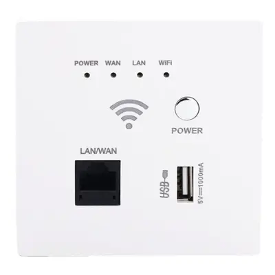 (White) 300Mbps Wall Embedded Router Wireless AP Panel Router System WiFi Repeater Extender USB 