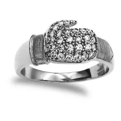 (Z) Jewelco London Silver CZ Set Boxing Glove Ring - ARN164