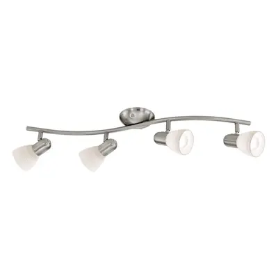 Flush Spot Ceiling Light Satin Nickel Shade White Glass Bulb E14 4x40W