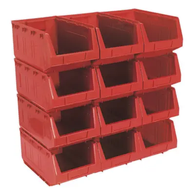 12 PACK Red x x 165mm Plastic Storage Bin - Warehouse Part Picking Tray