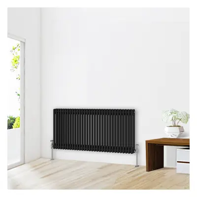 (600 x 1460mm-2 Column) NRG Traditional Black Horizontal Vertical Bathroom Cast Iron Radiator