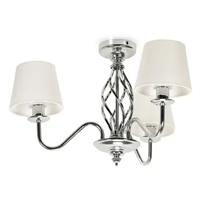 Traditional Chrome Light Ceiling Light Ch&elier Fabric Shade Lamp